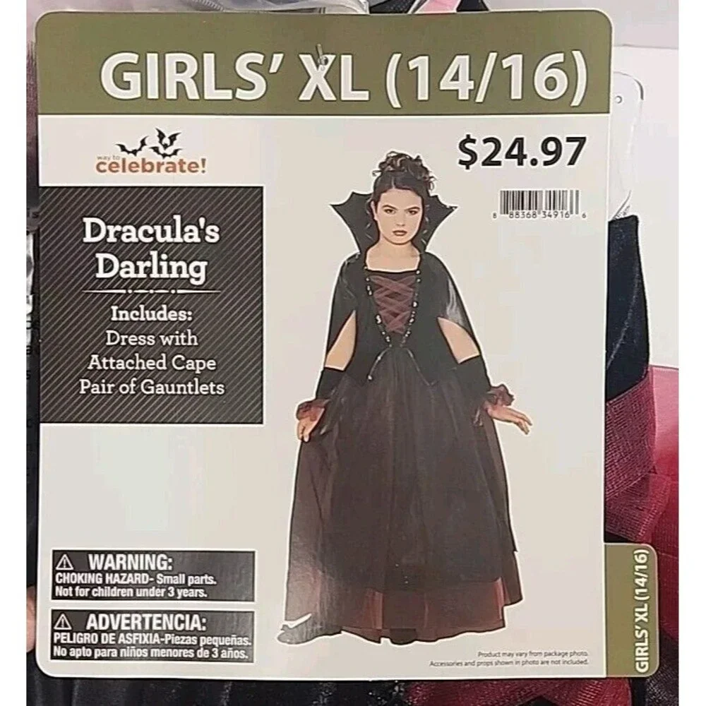 Girls XL (14-16) Halloween Complete Costume Dracula's Darling NEW!